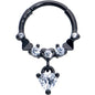 16G 3/8 Clear CZ Gem Black Love Heart Dangle Hinged Segment Ring