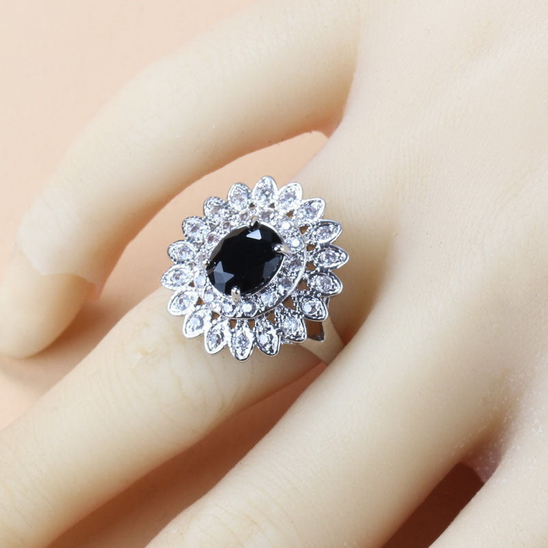 Garnet Cubic Zirconia Earrings Pendant Necklace Bracelet Ring Gift 4 PCs Set