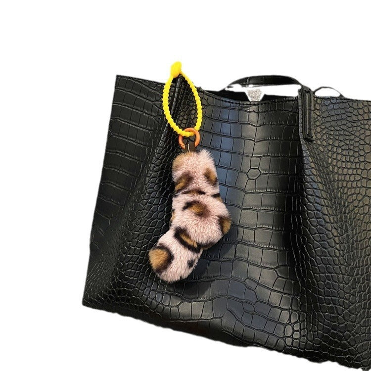 Fox Tail Furry Bag Cute Leopard Plush Pendant