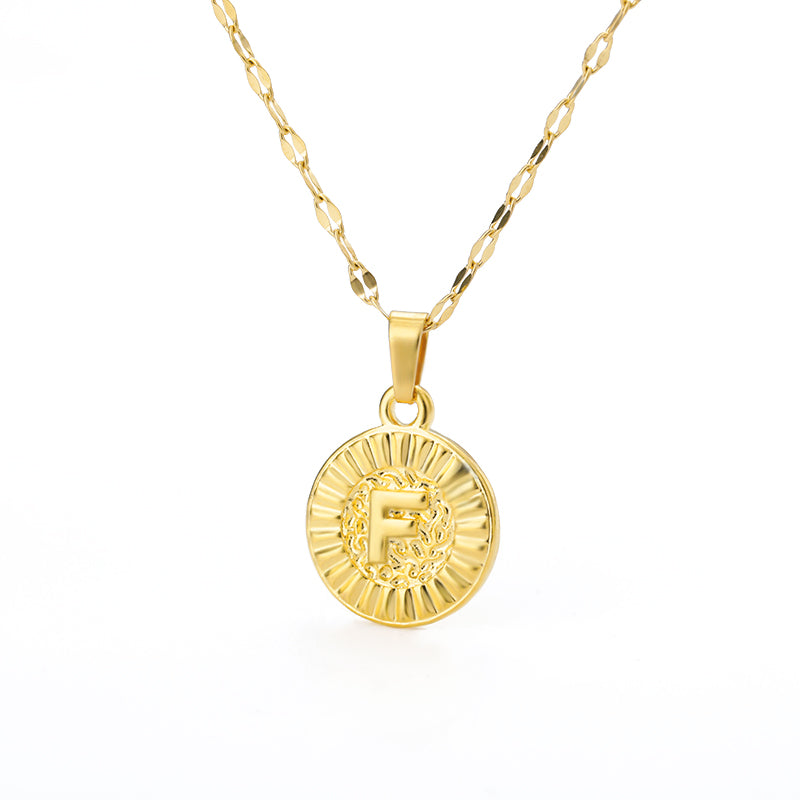 English Alphabet Disc Necklace Women And Men