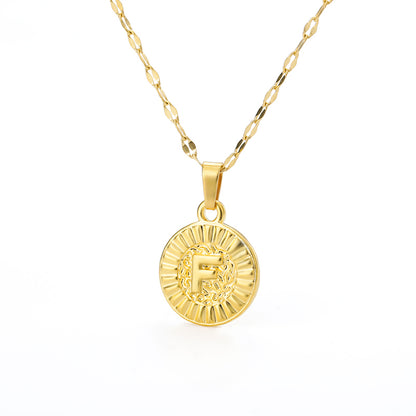 English Alphabet Disc Necklace Women And Men