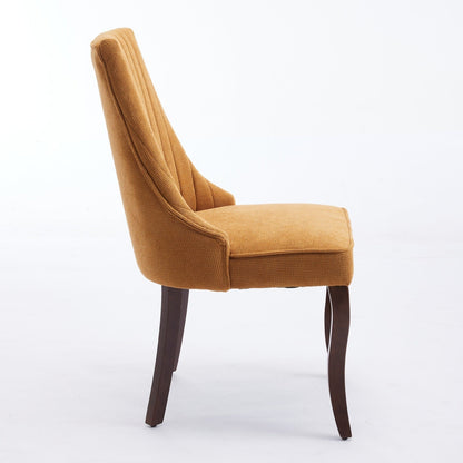 Set of 2 Rayon Cloth Flocking Linen Dining Chairs