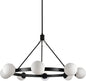 5 Light Black Globe Wagon Wheel Chandelier