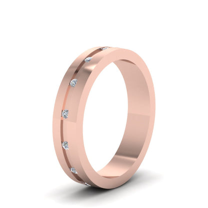 7 MM Flat Diamond Mens Wedding Band
