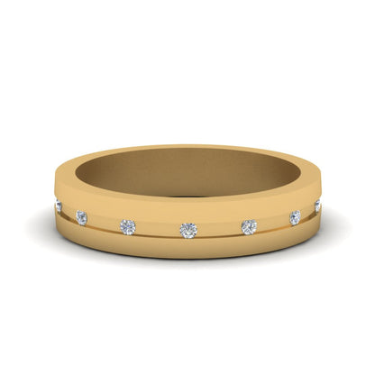 7 MM Flat Diamond Mens Wedding Band