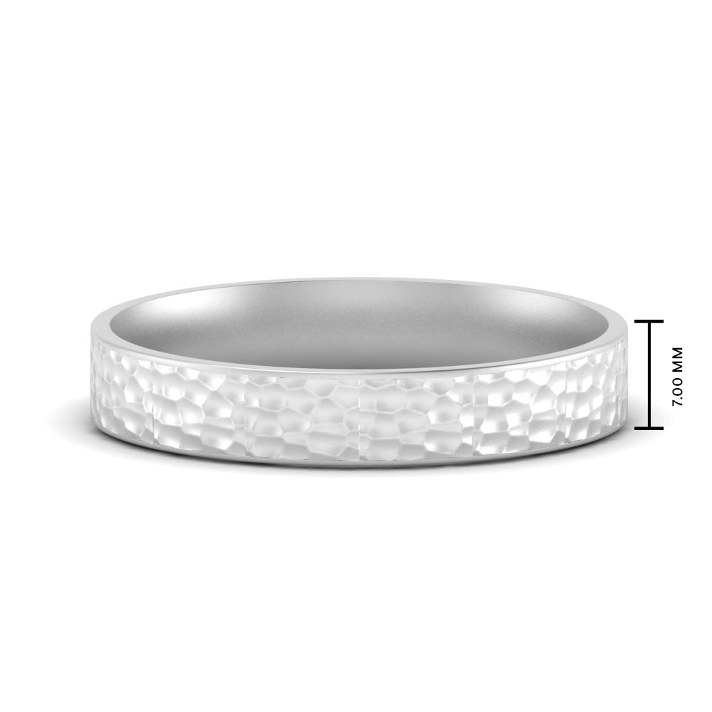 Hammered Finish Mens Wedding Band