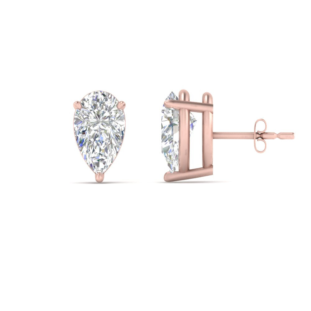 Three-Prong Pear Diamond Solitaire Stud Earrings [IGI Certified]