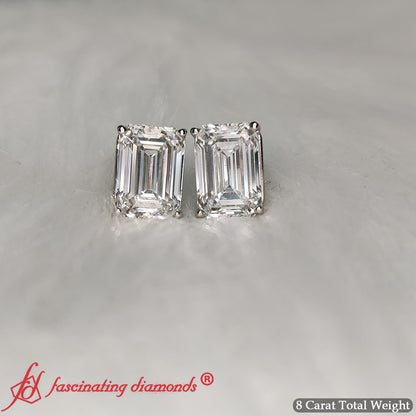 IGI Certified Emerald Cut Diamond Solitaire Stud Earrings
