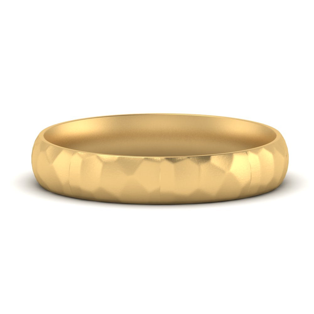 Mens Hammered Comfort Fit Wedding Band