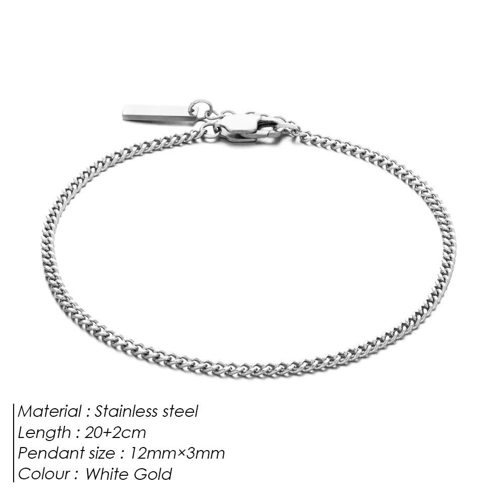 Stainless Steel Cuban Chain Mens Adjustable Fade-Proof Bracelet
