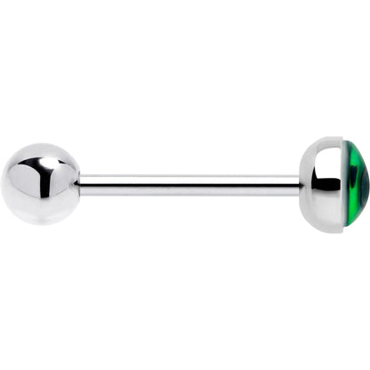 Kitty Green Eye UV Reactive Barbell Tongue Ring