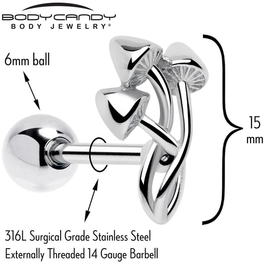 Trippy Mushroom Trio Barbell Tongue Ring