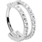 18G Double Row Micro Gem Implant Grade Titanium Hinged Double Hoop Nose Ring