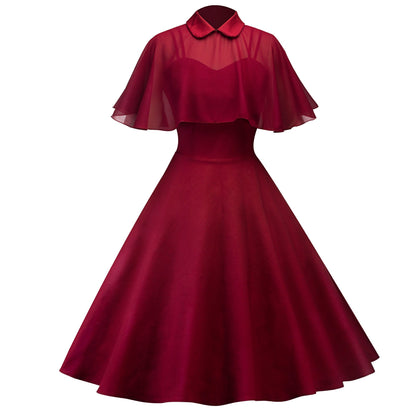 Two-piece With Shawl Doll Collar Black Dresses