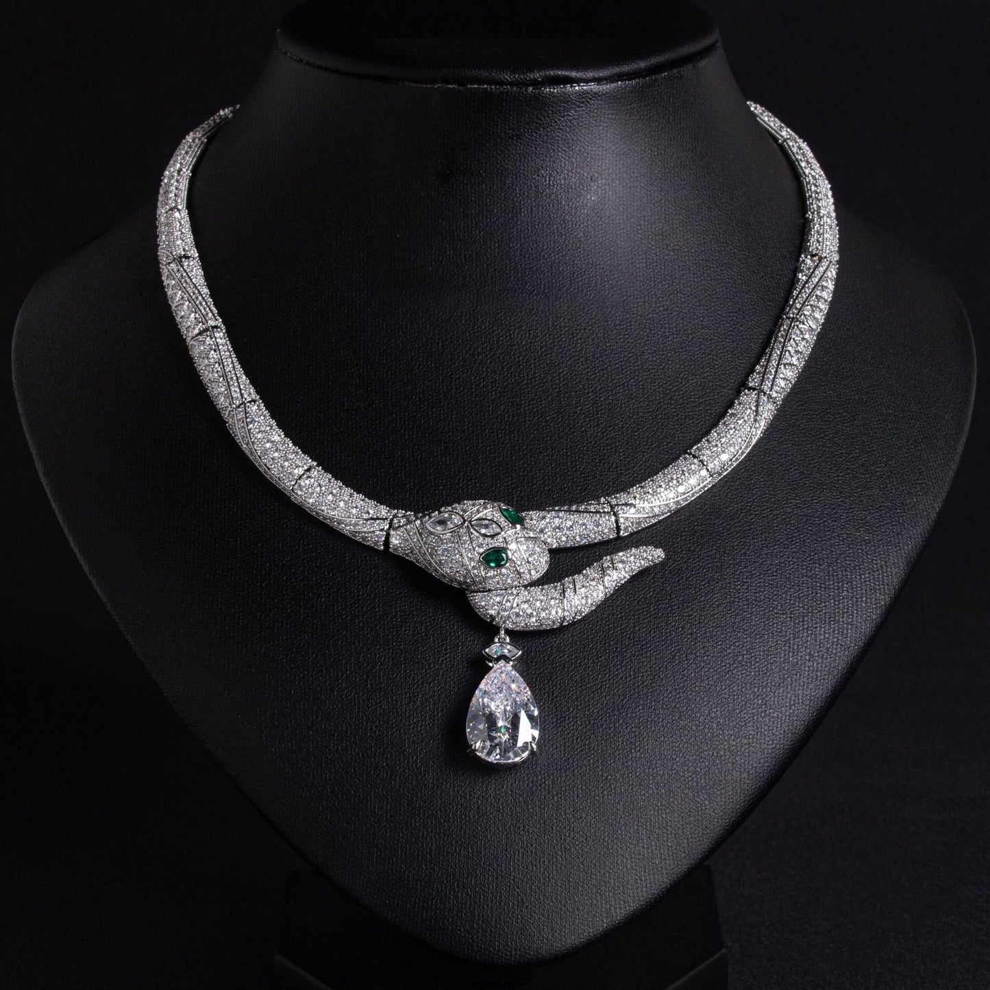 S925 Silver Snake-Shaped Cubic Zirconia Necklace