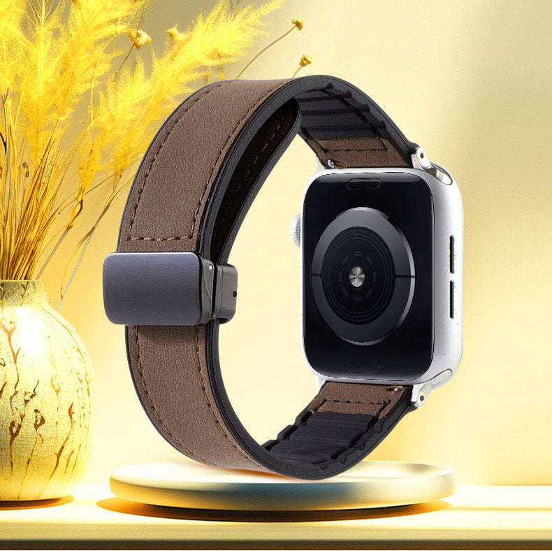 Watch Band Folding Magnetic Buckle Genuine Leather