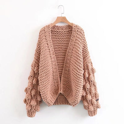 Women's Comfortable Hand-woven Ball Lantern Sleeve Sweaters