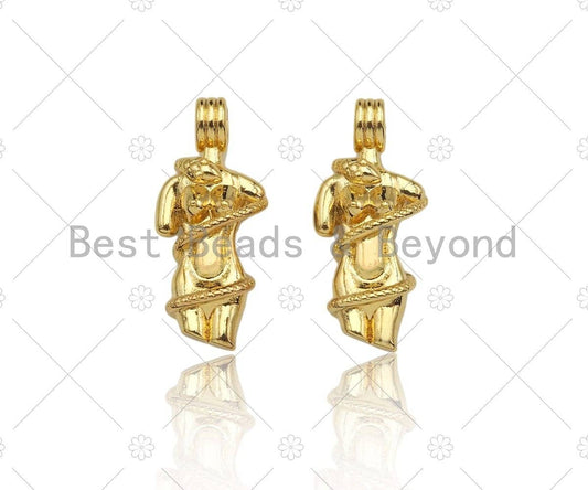 18K Dianty Gold Female Body Shape Pendant/Charm,Femnist Jewelry Charm, Necklace Bracelet Charm Pendant,12x27mm, Sku#LK279