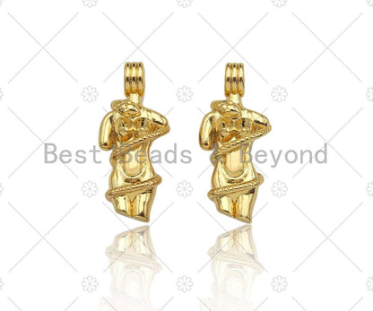 18K Dianty Gold Female Body Shape Pendant/Charm,Femnist Jewelry Charm, Necklace Bracelet Charm Pendant,12x27mm, Sku#LK279