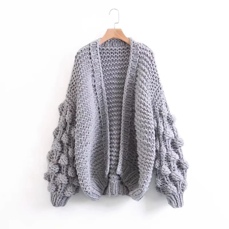Women's Comfortable Hand-woven Ball Lantern Sleeve Sweaters