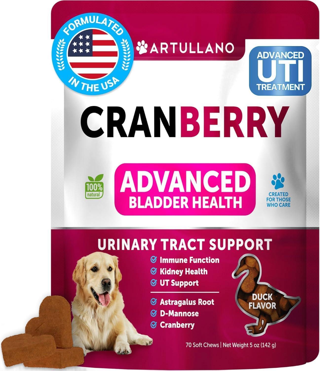 Dog UTI Treatment Cranberry Supplement Bladder Control for Dogs 70 Soft Chews