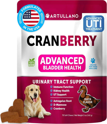 Dog UTI Treatment Cranberry Supplement Bladder Control for Dogs 70 Soft Chews