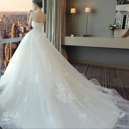 Trailing Dress Mori Style High Waist Wedding Dresses