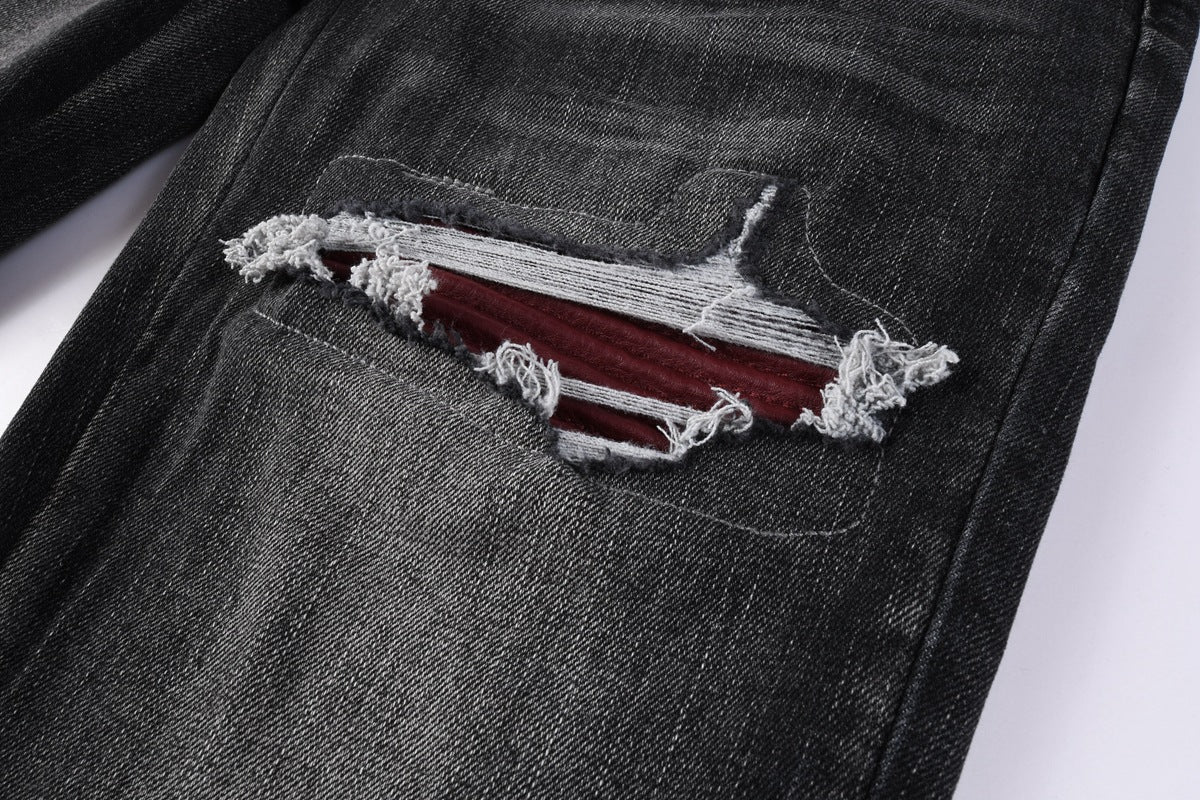 Fashionable Mens Washed Distressed Ripped Jeans