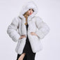 Women's Faux Fur Hooded Stitching Sier Fox Coats