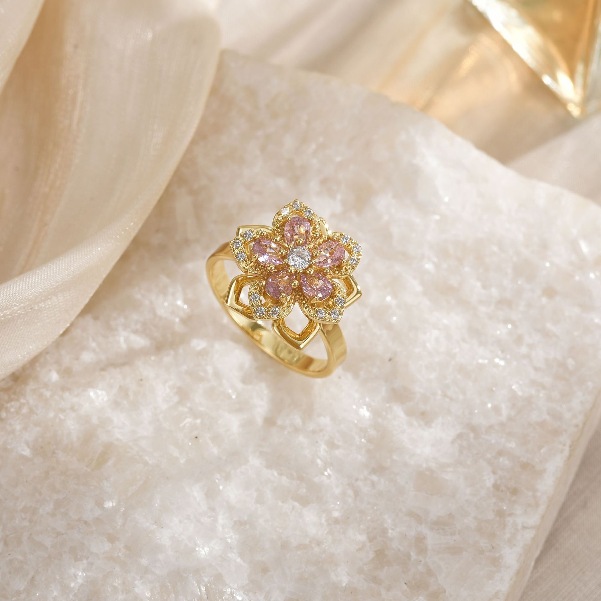 Temperament Wild Affordable Luxury Copper Plating 18K Gold Ring