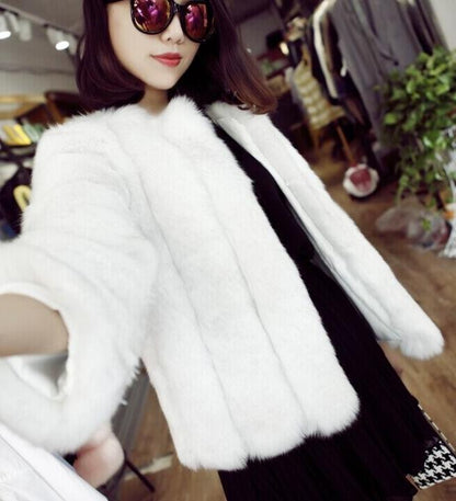 Women's Fur Stitching Integrated Warm Fox Coats
