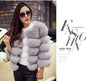 Women's Faux Fox Fur Chic Horizontal Stitching Coats