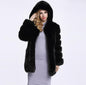 Women's Faux Fur Hooded Stitching Sier Fox Coats