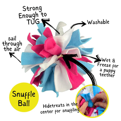 Interactive Snuffle Ball for Dogs Mental Stimulation Toy Slow Play Blue Treat Dispenser Brain Exercise for Puppies & Seniors Teething Relief Blue Orange Purple