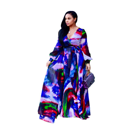 Women's Beach Chiffon Dress Flower Print Fashion Dresses