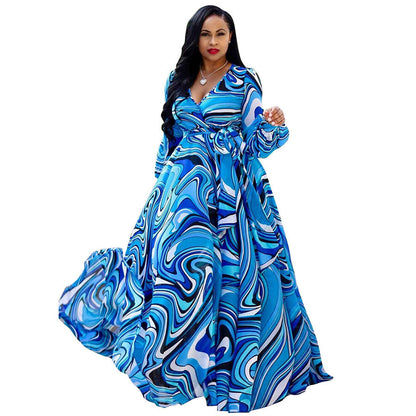 Women's Beach Chiffon Dress Flower Print Fashion Dresses