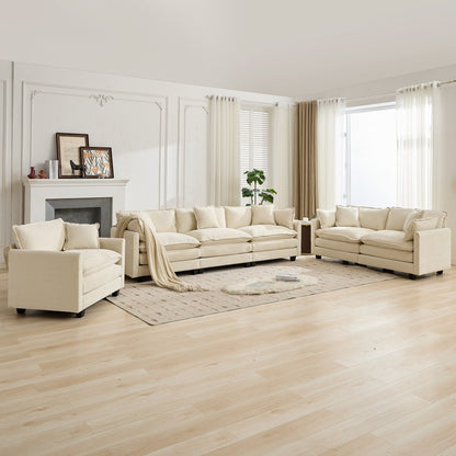 Cloud 4 Seats Sofa (Ottoman is not included) with Chenille Fabric in Beige