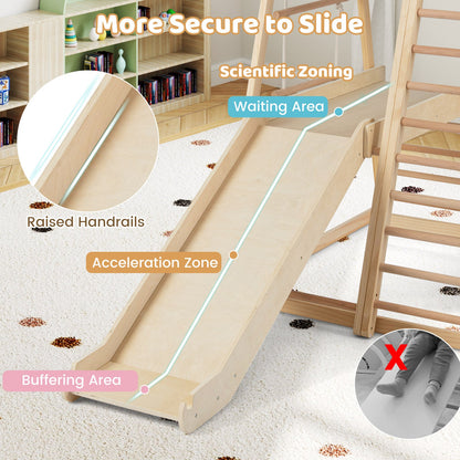8-in-1 Jungle Gym Wooden Montessori Climber Playset with Slide and Monkey Bar for Kids 3-5 Years Old