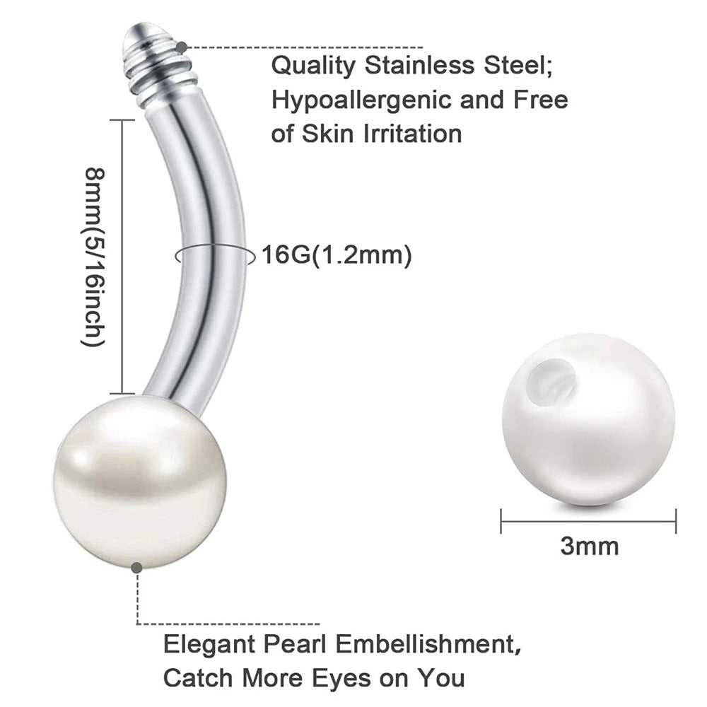 Simple Pearl White Labret Stud Earrings Human Body Piercing Accessories