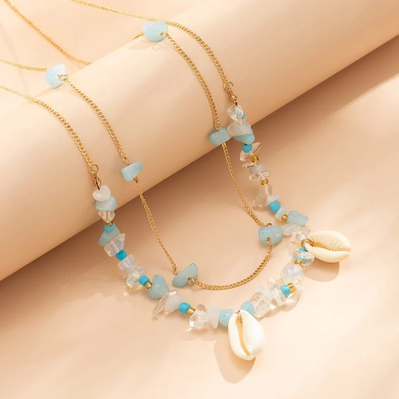 Natural Gravel Shell Double-layer Waist Chain Body Chains