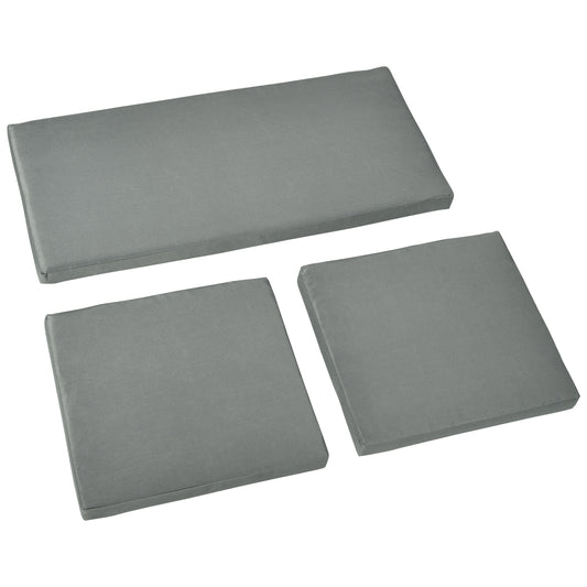 Outdoor Seat Cushion Pads For Rattan Furniture, 3 PCs Garden Furniture Cushions, Dark Grey