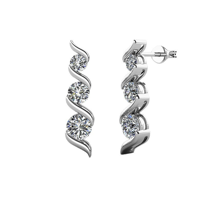 Diamond Stud All-match S925 Silver Earrings Necklace Suit