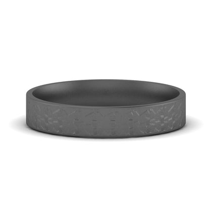 Unique Rock Textured Mens Wedding Band