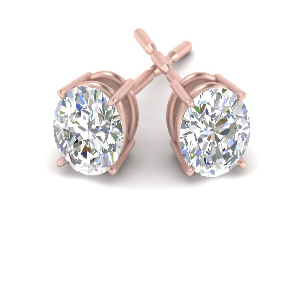 Classic Four Prong Oval Diamond Solitaire Stud Earrings [IGI Certified]
