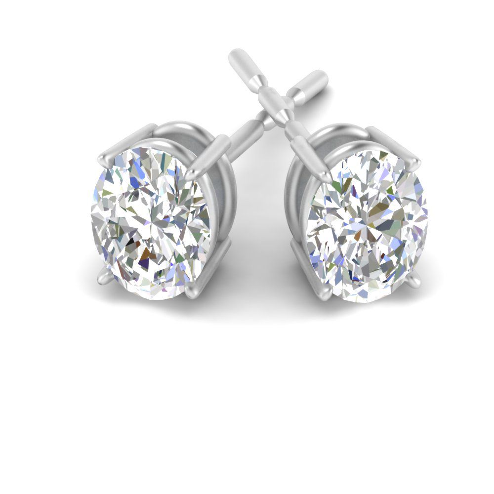 Classic Four Prong Oval Diamond Solitaire Stud Earrings [IGI Certified]