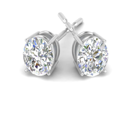 Classic Four Prong Oval Diamond Solitaire Stud Earrings [IGI Certified]