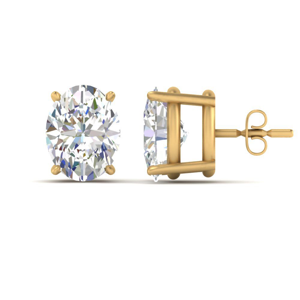 Classic Four Prong Oval Diamond Solitaire Stud Earrings [IGI Certified]
