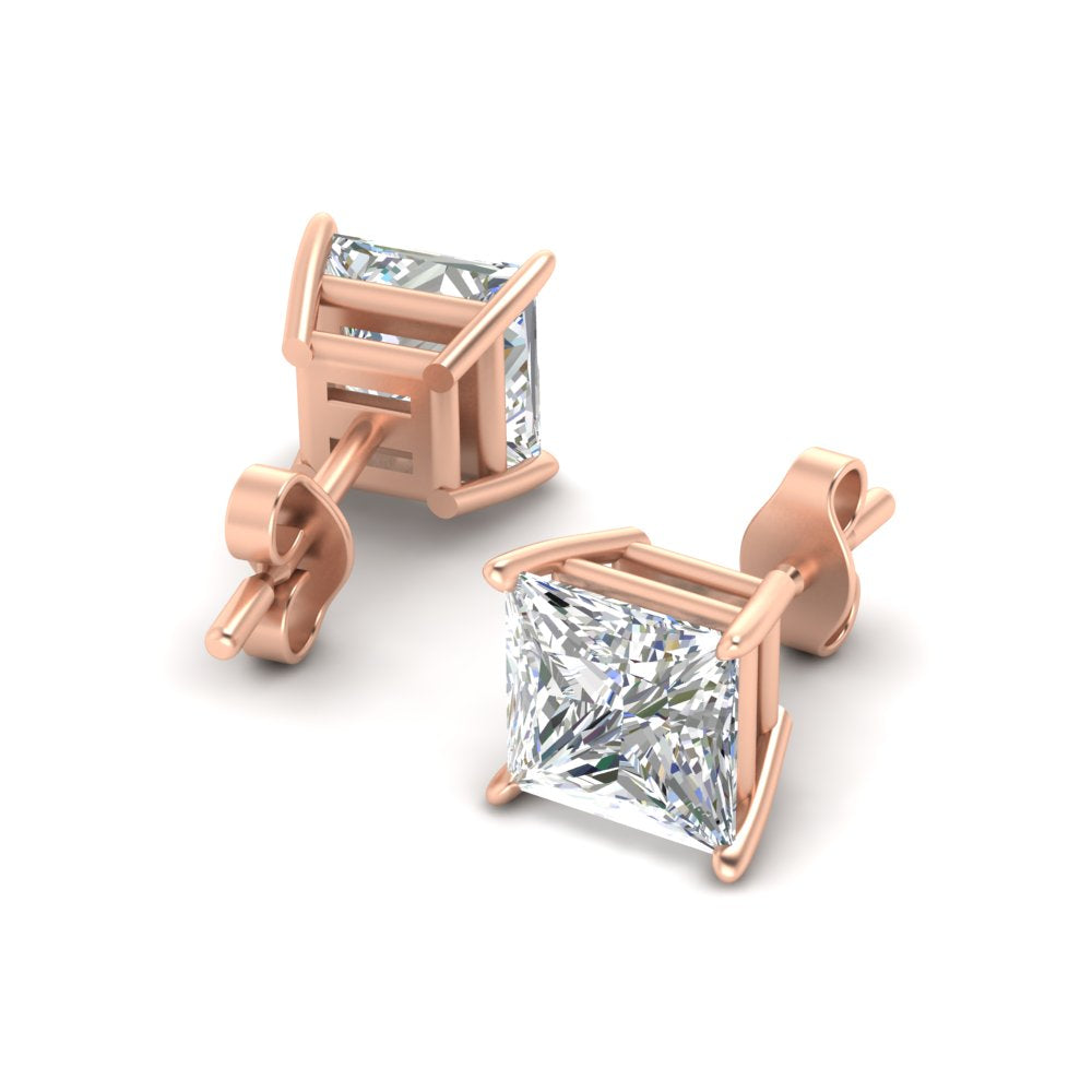 Princess-Cut Diamond Solitaire Stud Earrings [IGI Certified]