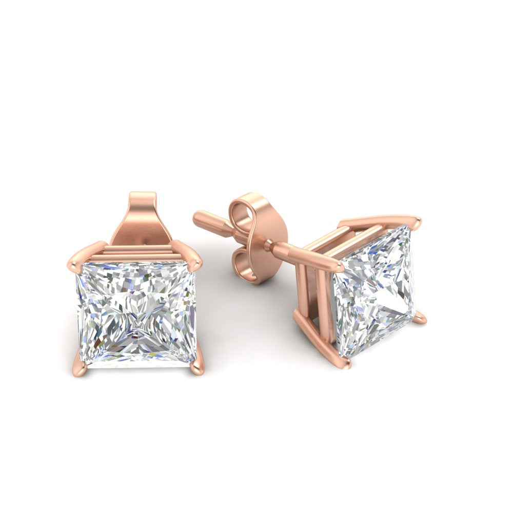 Princess-Cut Diamond Solitaire Stud Earrings [IGI Certified]