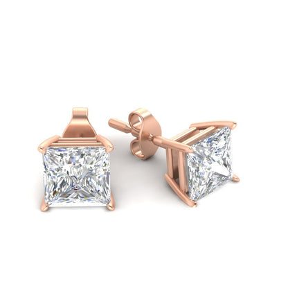 Princess-Cut Diamond Solitaire Stud Earrings [IGI Certified]